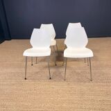 Set of 4 white Maui chairs by Magistretti for Kartell 2000s Italy