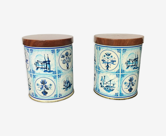 Lot de 2 boîtes à biscuits en métal Van Melle Rotterdam