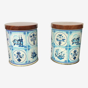 Set of 2 Van Melle Rotterdam metal cookie tins