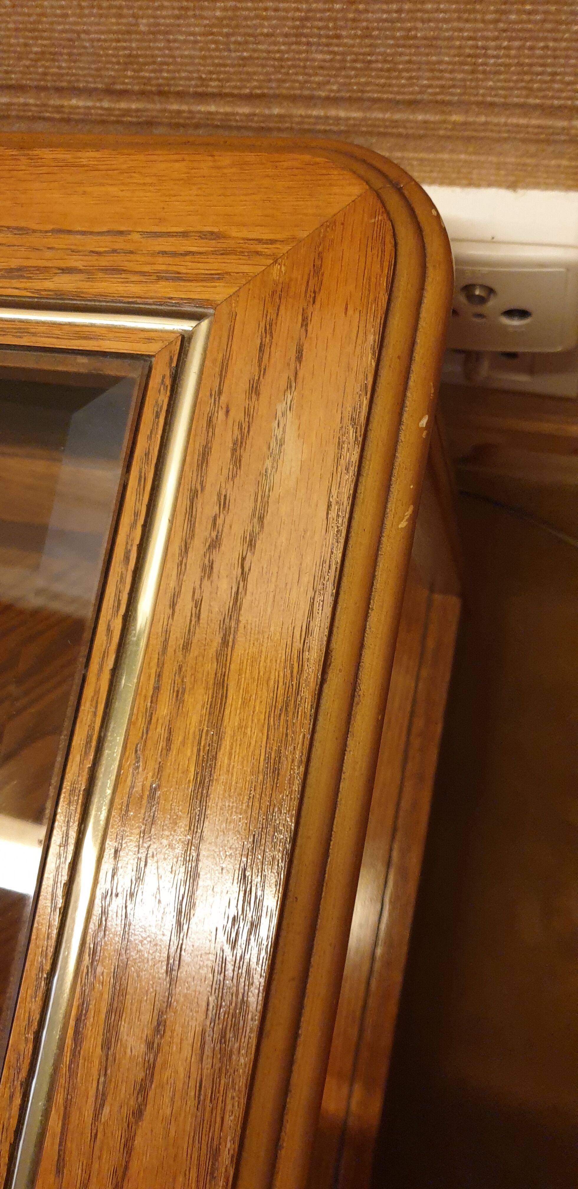 Wood and glass coffee table on wheels