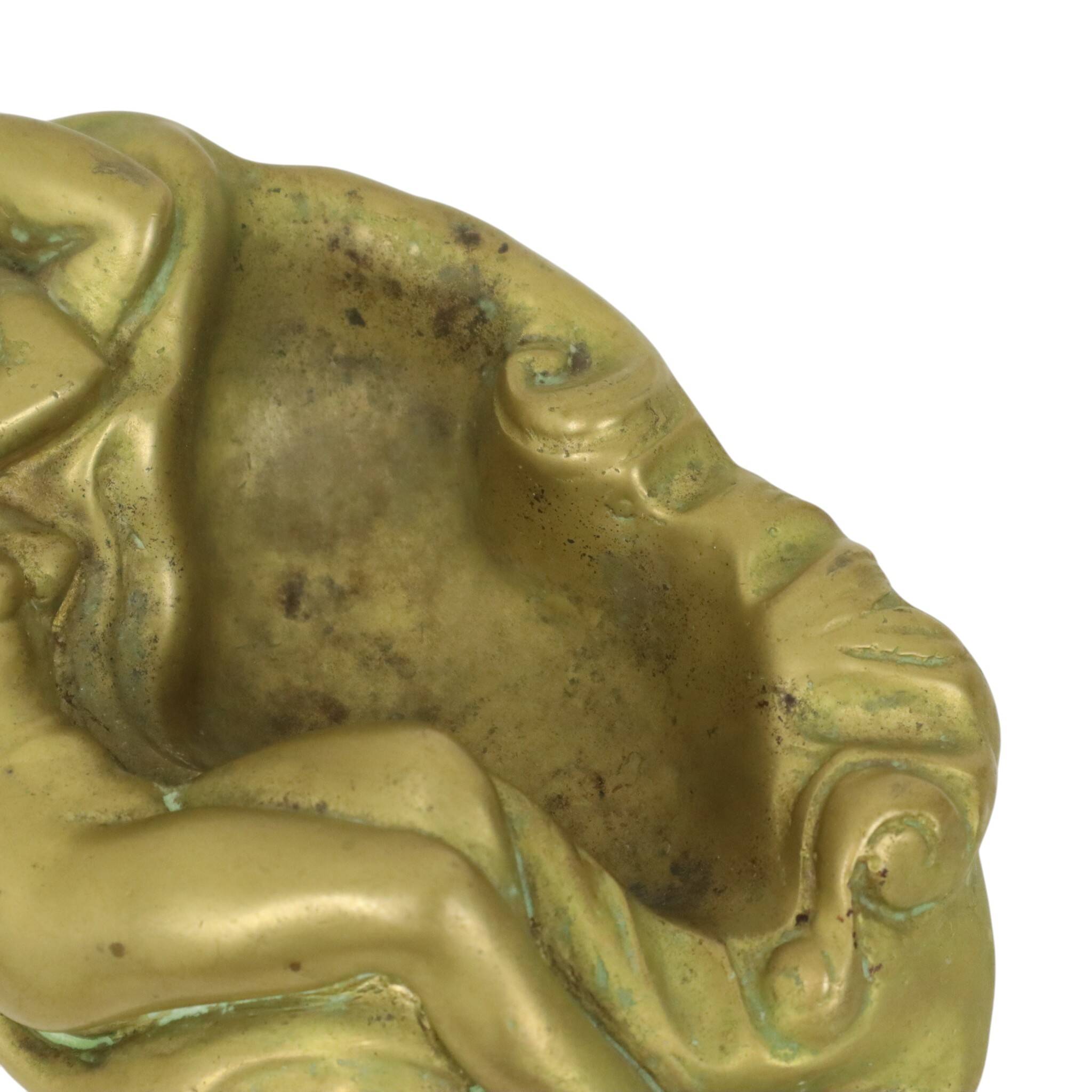 Vintage Brass Ashtray Vide Poche Female Nude