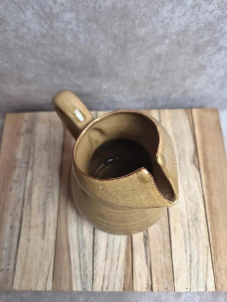 Vintage beige glazed stoneware jug – original shape