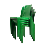 Set of 4 green stackable chairs 'Selene', Vico Magistretti, Artemide, 1960s