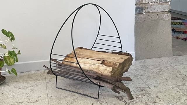 Magazine rack vintage log holder