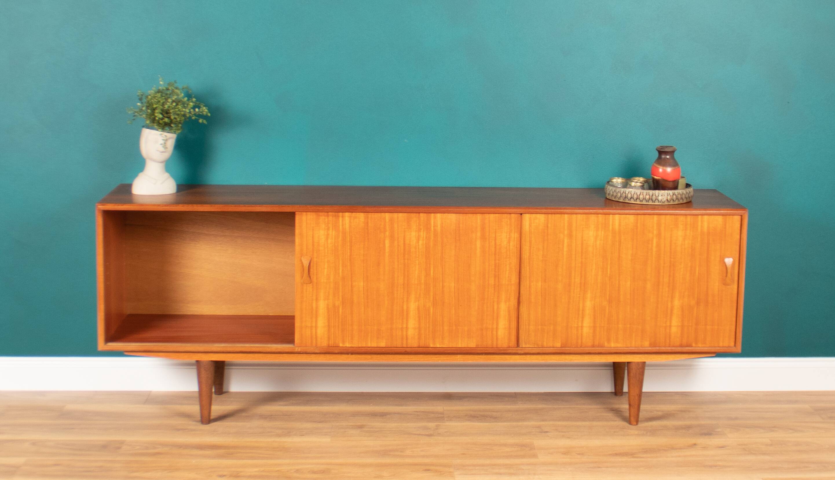 Retro Teak Danish 1960s Long Mid Century Sideboard By Clausen & Søn Denmark