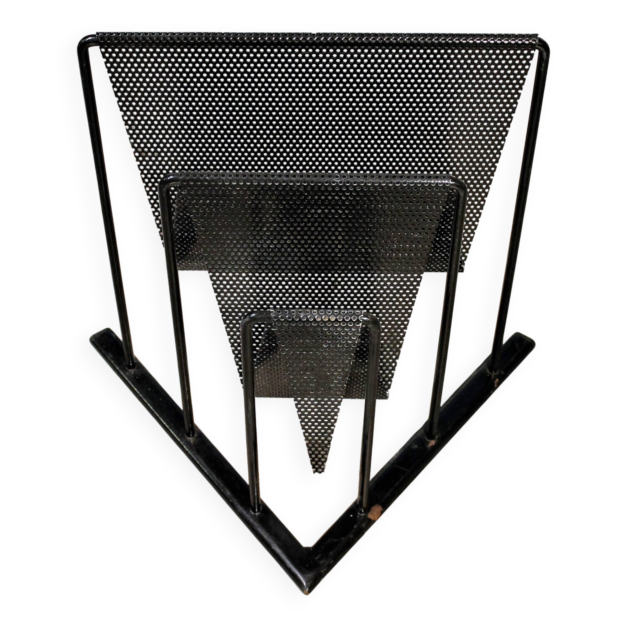 Perforated metal magazine rack Morgens 1980s