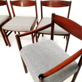 Set of 6 newly upholstered Mcintosh grey herringbone rosewood dining chairs