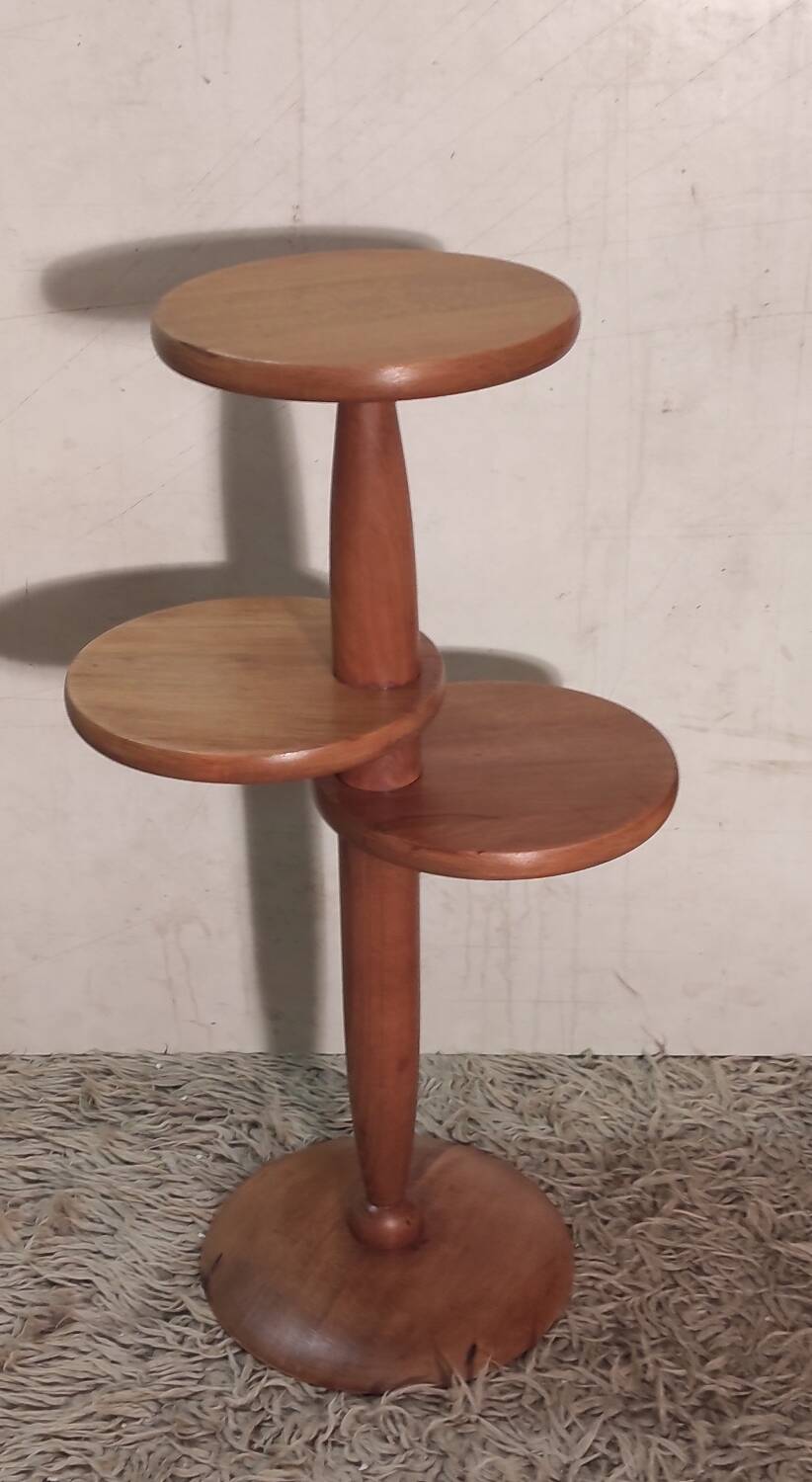 Art Deco pedestal table in varnished solid wood - 1940s