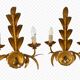 Pair of vintage wall lights in gilded metal, foliage, in the style of Hans Kögl.