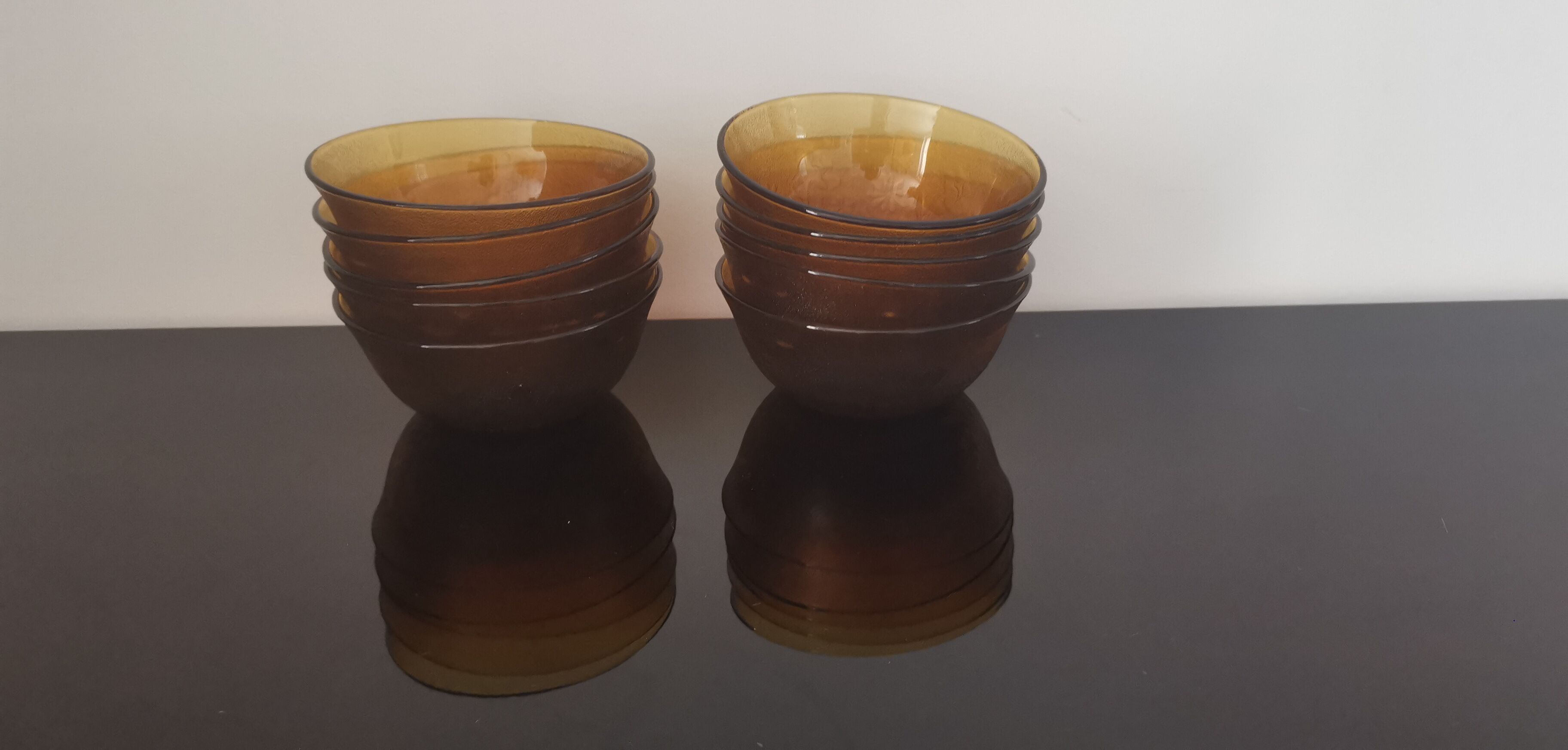 10 ramequins en verre ambré made in France vintage 70'S