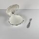 Vintage metal butter dish "Oyster" with glass insert, 1970.