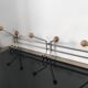 Vintage wall coat rack in brushed metal with wooden balls – Year design