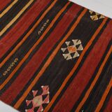 3x10 Red Brown Kilim Runner Rug 80x303Cm