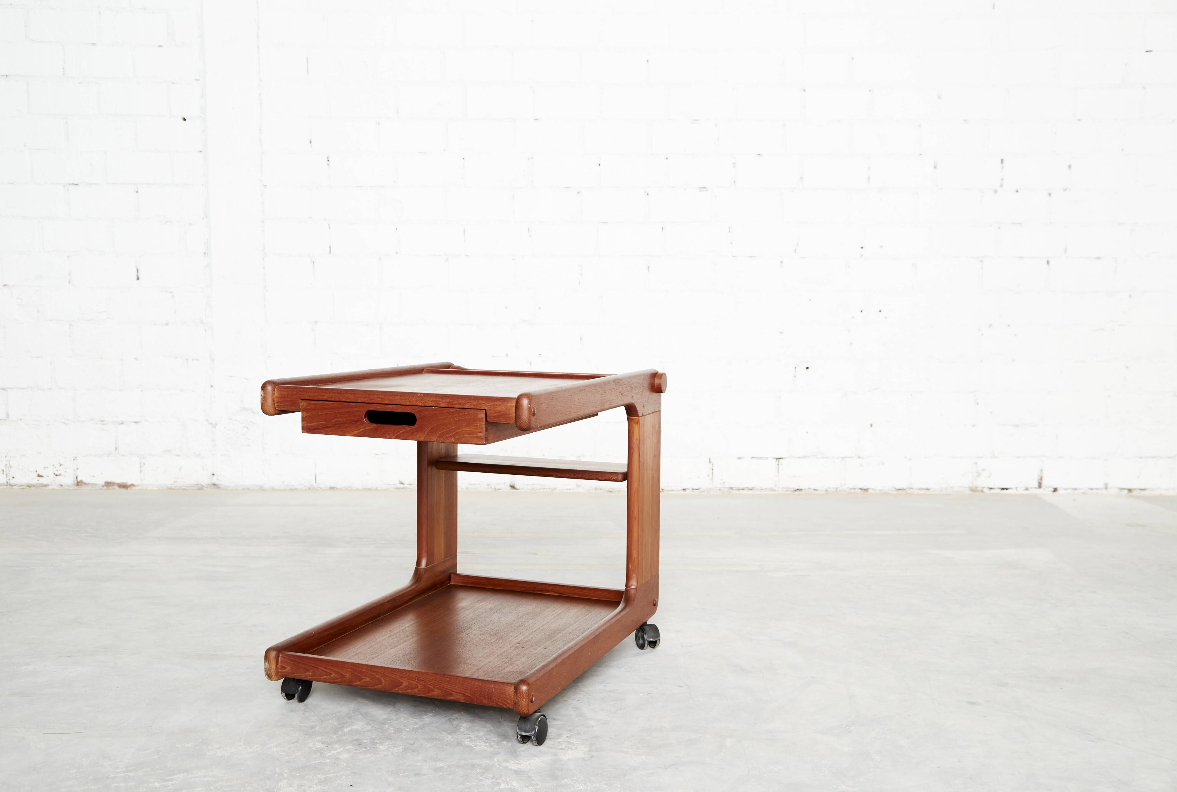 Mid-Cenntury C-Shaped Bar Trolley in Teak by K.T. Møbler