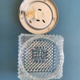 Square ceiling lamp in molded glass
