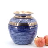 Blue and gold ceramic vase by Georges Pelletier