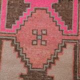 3x10 Salmon & Brown Ikat Pattern Vintage Runner Rug, 82x312Cm