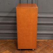 Furniture Cardboard chiffonnier leather patina fawn struck with iron 5 drawers