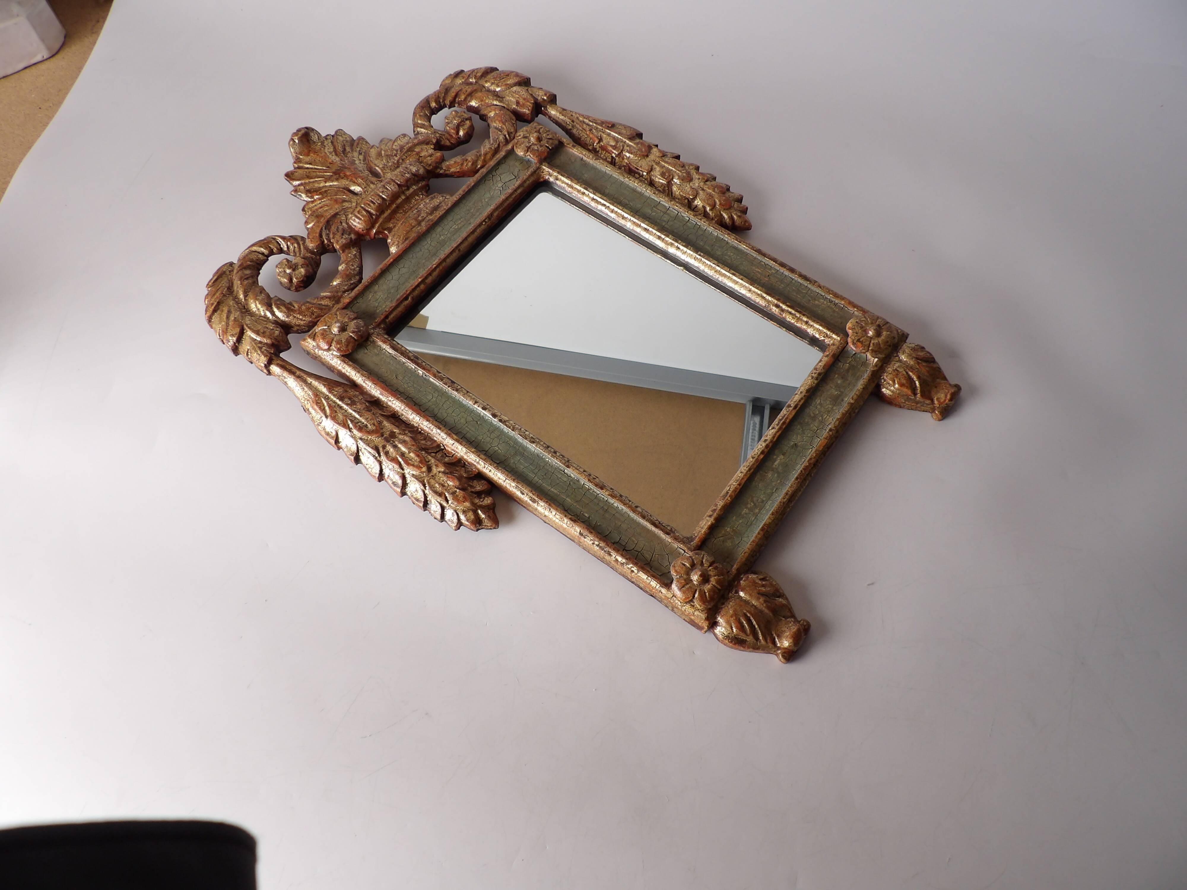 Hand carved wooden mirror