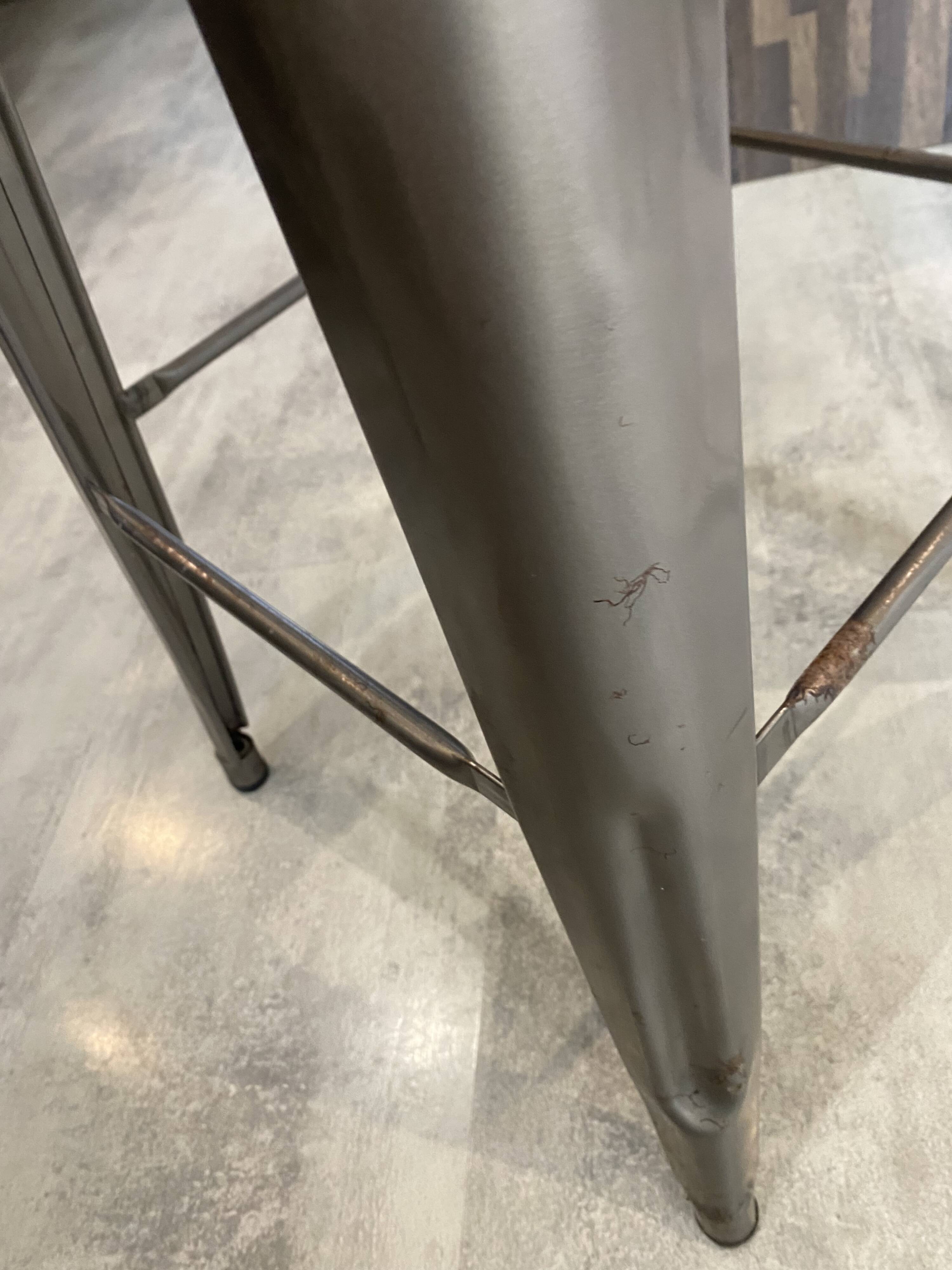 Genuine TOLIX H75 industrial high bar stool, stackable, varnished metal.