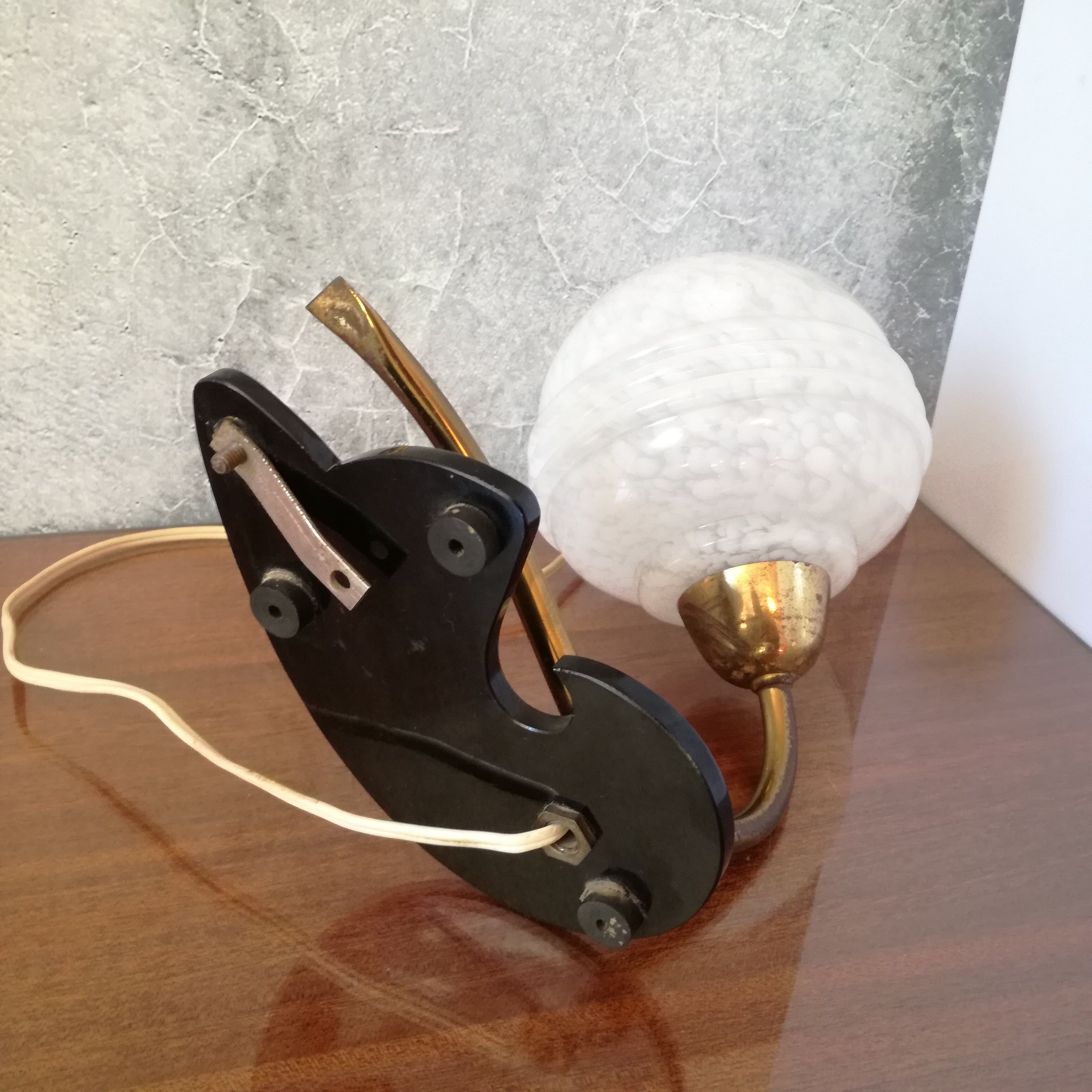 Art Deco brass and glass wall lamp