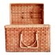 Small suitcase in vintage rattan trunk