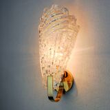 Frosted leaf wall lamp, Murano glass, Italy, 1970