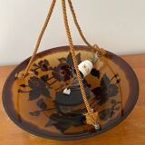 Art Nouveau 1-light basin pendant light signed by Vianne in glass paste