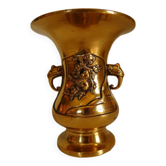 Vase Meiji japonais en bronze doré, XIXème
