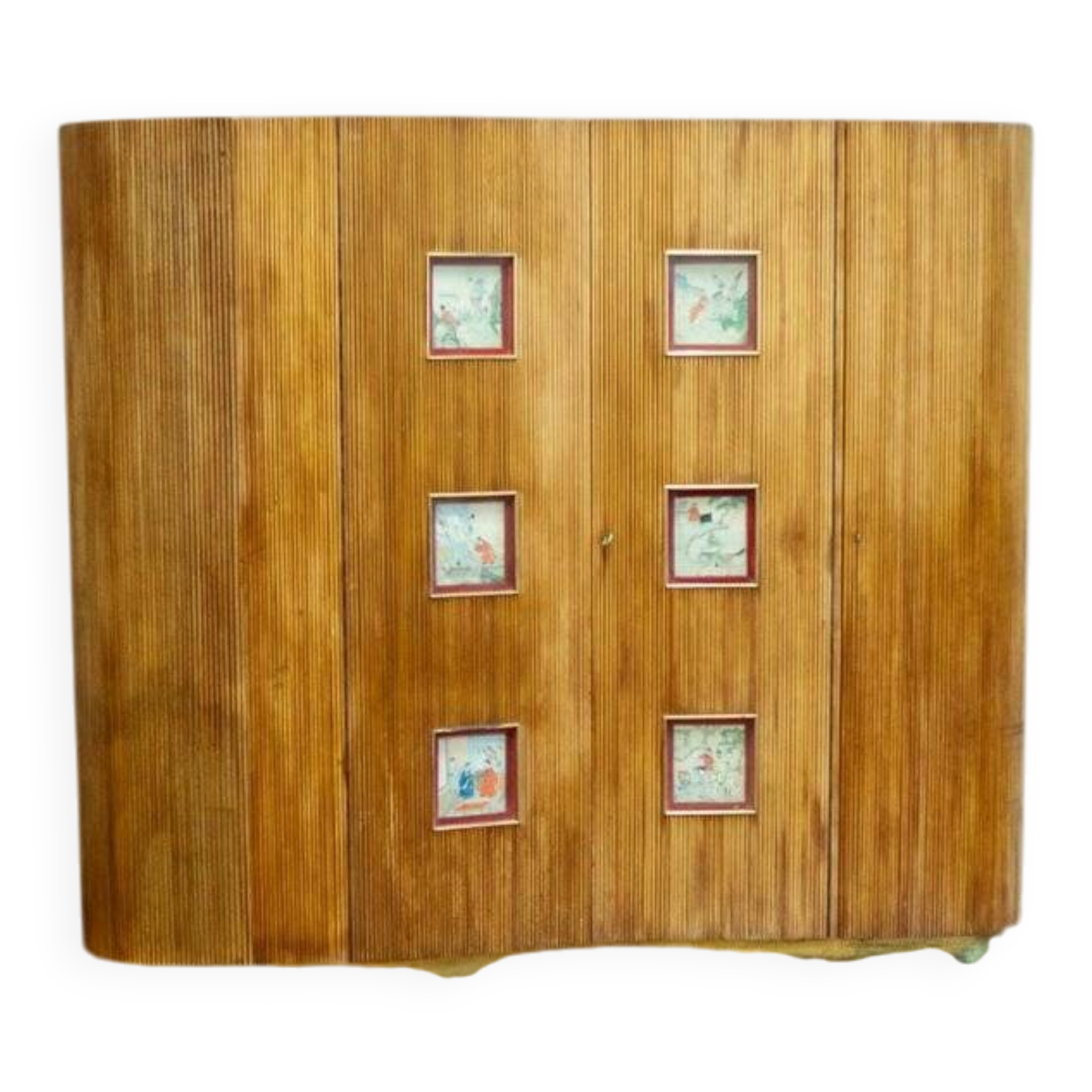 Bamboo wardrobe with illustrations, Italy, 1950