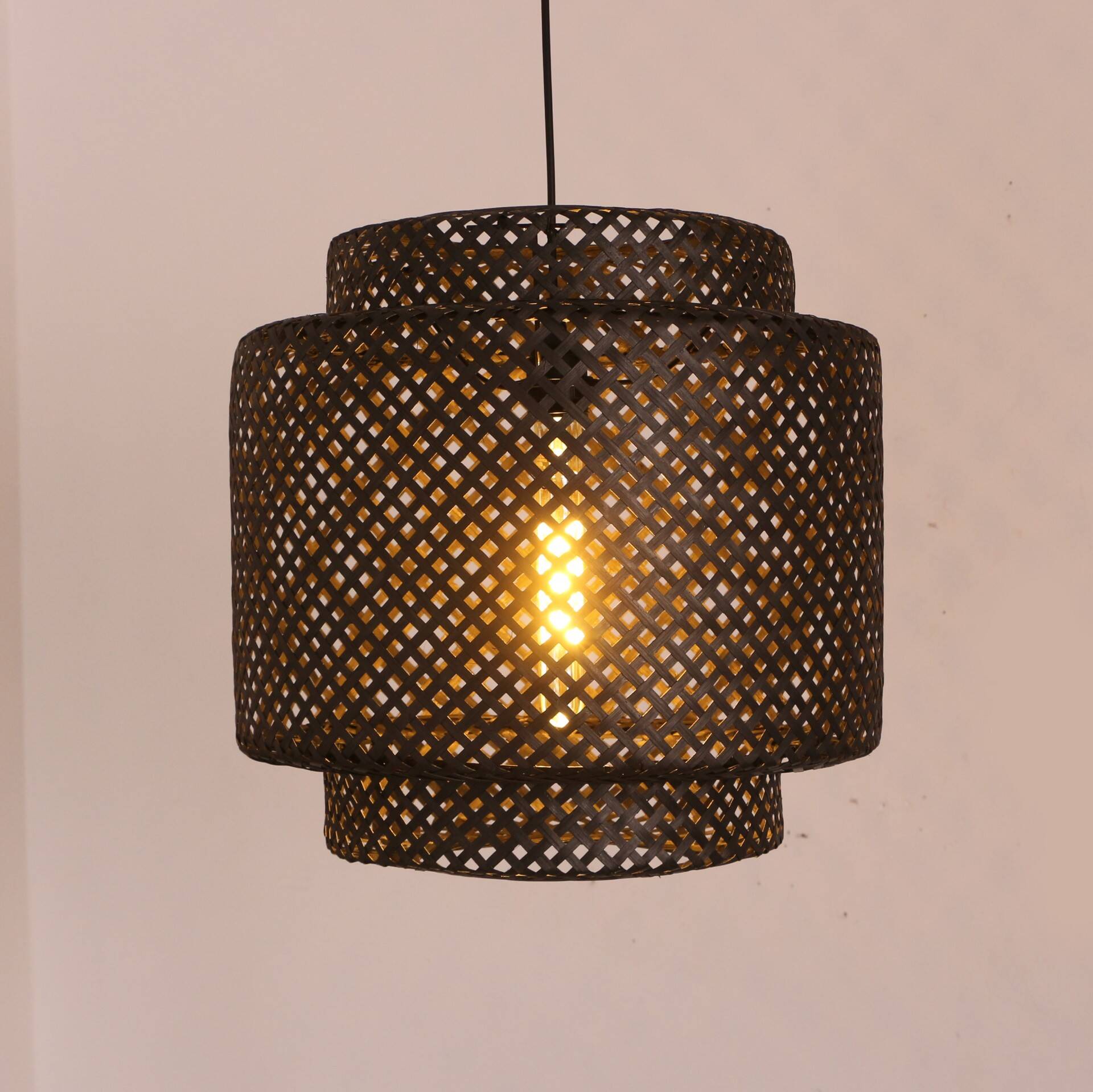 Handcrafted woven bamboo pendant light