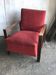 Set of 2 Art Deco armchairs in wood and burgundy/brown fabric - 1940s