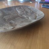 Wenge monoxyl carved dish decorated with fish