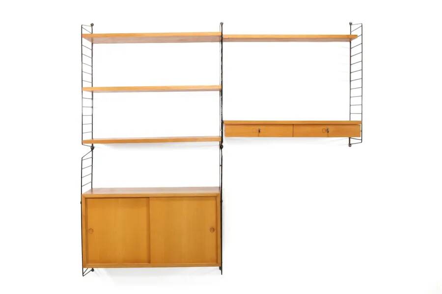 Vintage Nisse Strinning wall system in ash wood