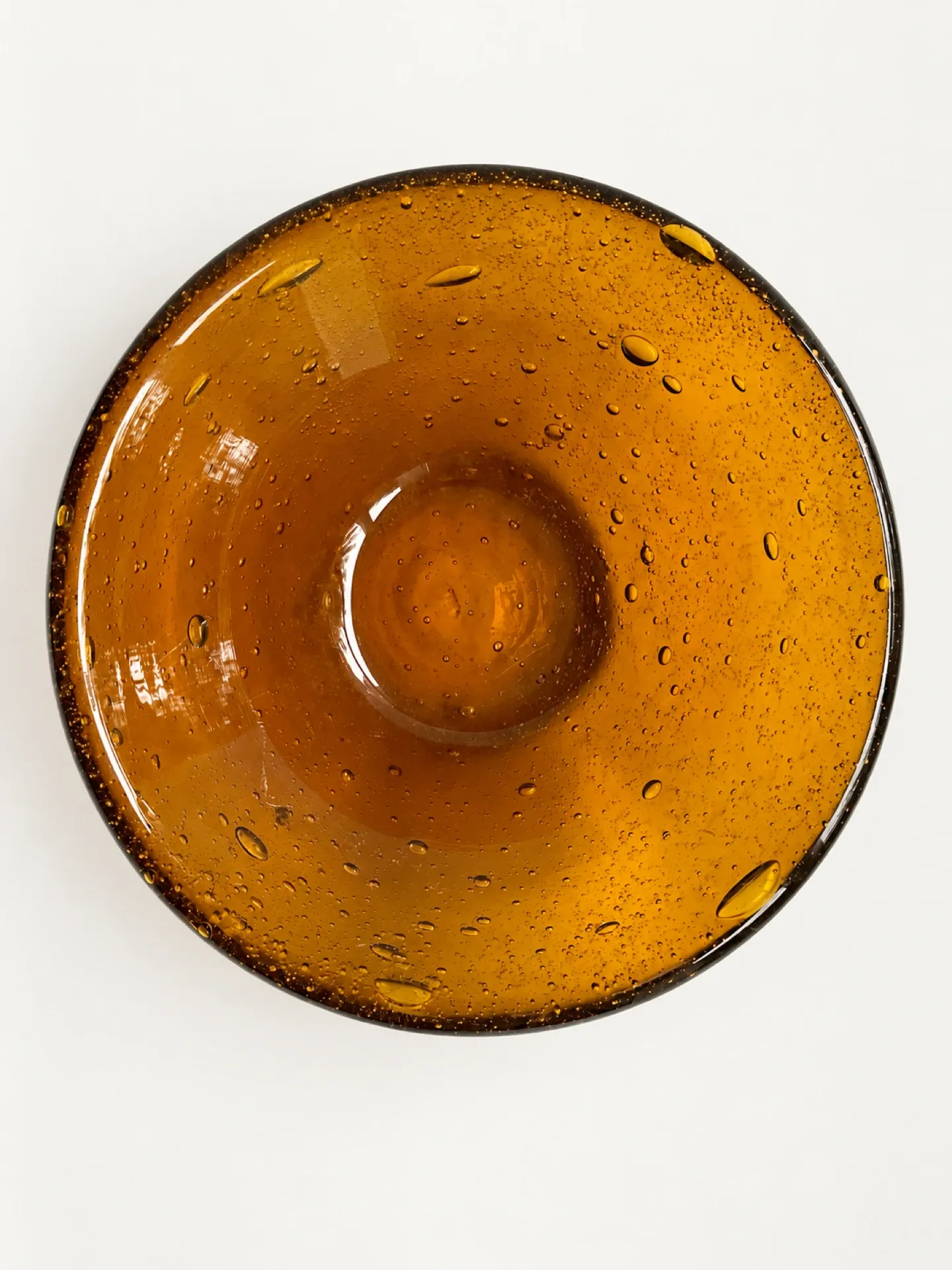 Amber bubble glass coupe attributed to Biot – Vintage