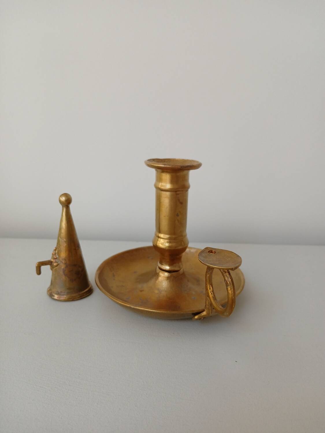 Set of 2 brass cellar rat candlesticks