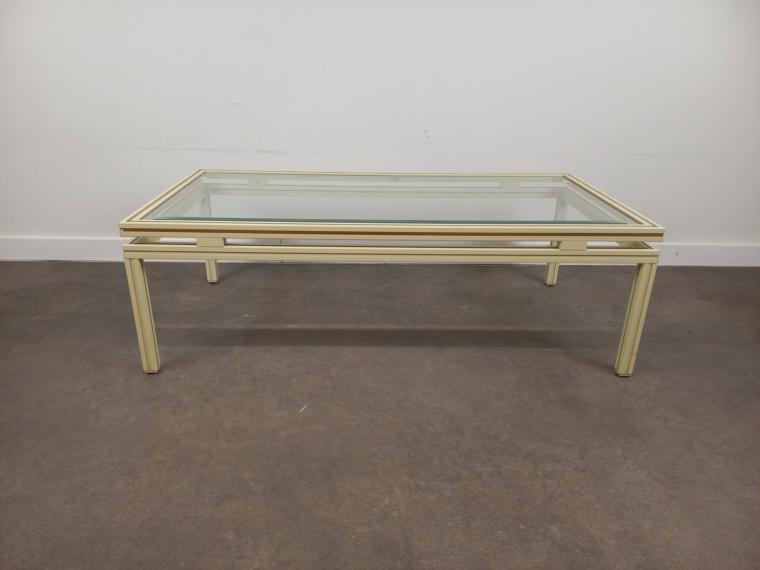 Glass and metal coffee table Pierre Vandel