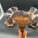 Set of 3 Glass Paste and Brass Wall Lights Signed Vianne Art Nouveau
