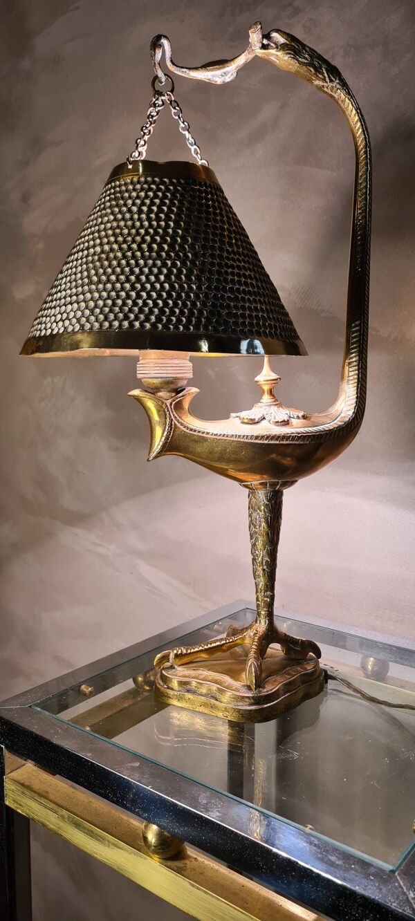 Lampe style empire en bronze sur socle avec patte d aigle 38x23