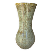 Large baluster vase from Accolay – Water green & ochre marbled enamel – 35 cm