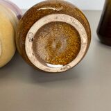 Set of Four 1970s Pottery Fat Lava "multicolor" Vases Made by Scheurich, Germany