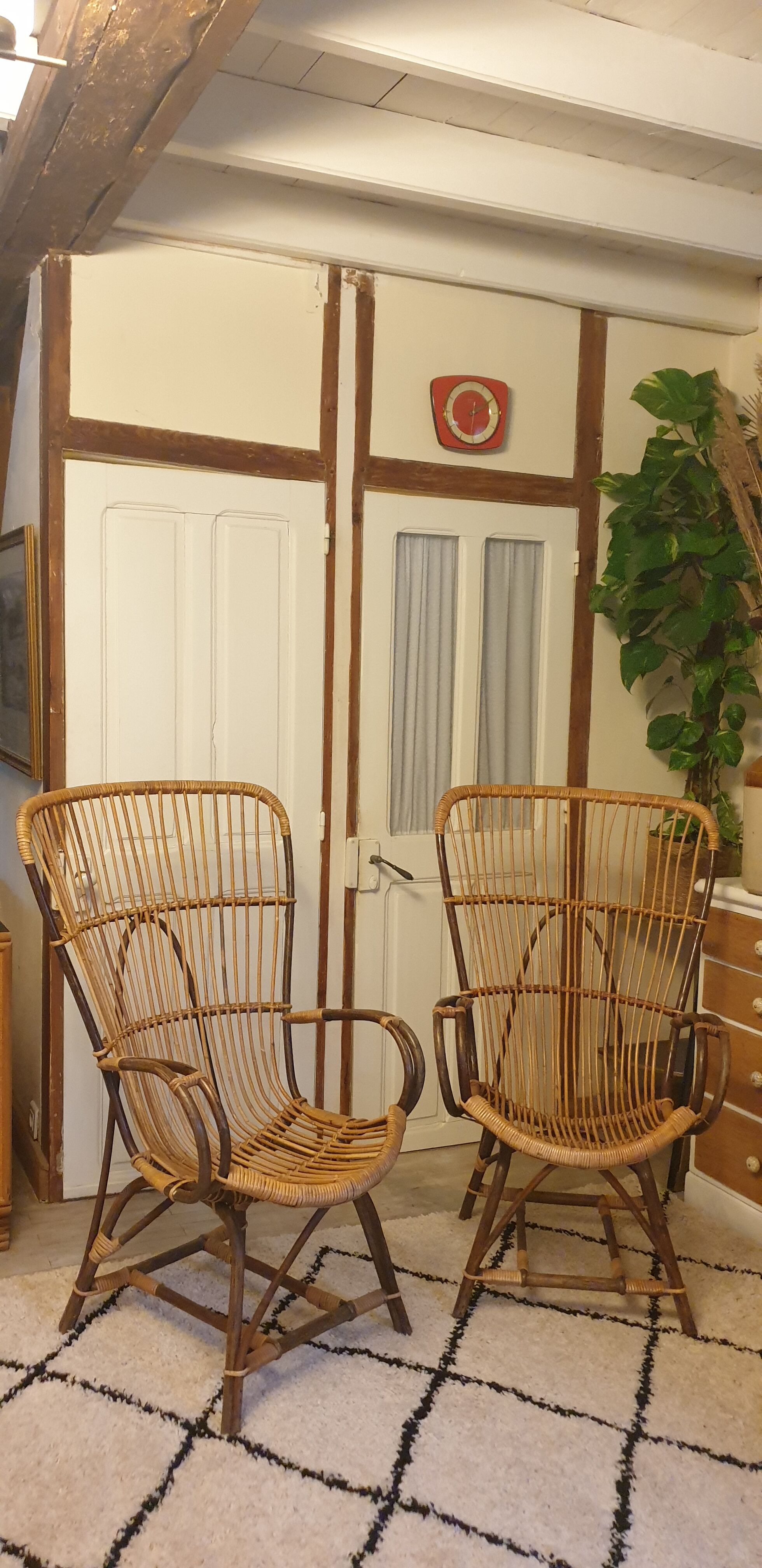 Pair of rattan armchairs