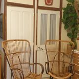 Pair of rattan armchairs