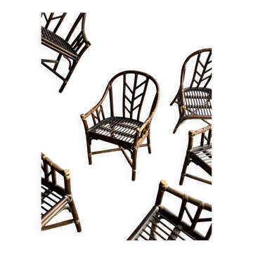 Rare ensemble de fauteuils en rotin McGuire des années 1970