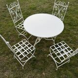 New garden furniture - wrought iron - Arras round table and 4 Lily chairs