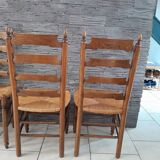 Set of 4 old Picardie straw chairs