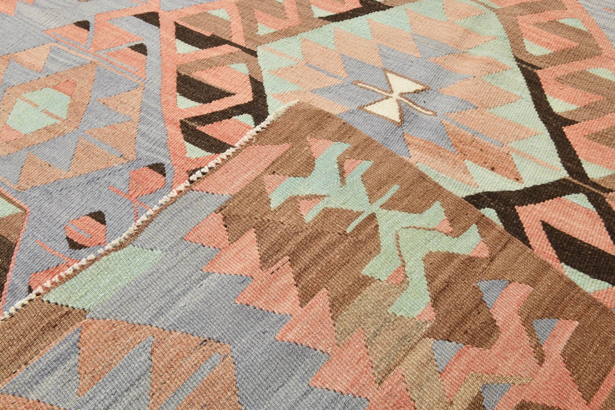 5x10 Geometric 58s Antique Kilim Rug, 168x313Cm