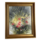 Tableau fleurs huile sur toile Yann
