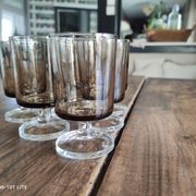 Set of 6 vintage sweet white wine glasses Luminarc smoked Sweden model