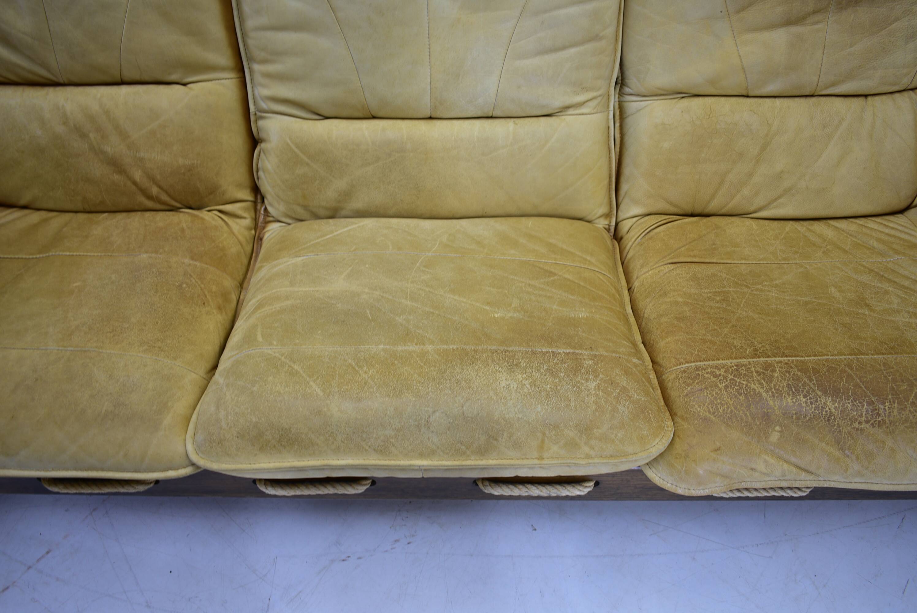 1970s Three Seater leather Sofa , Brazil